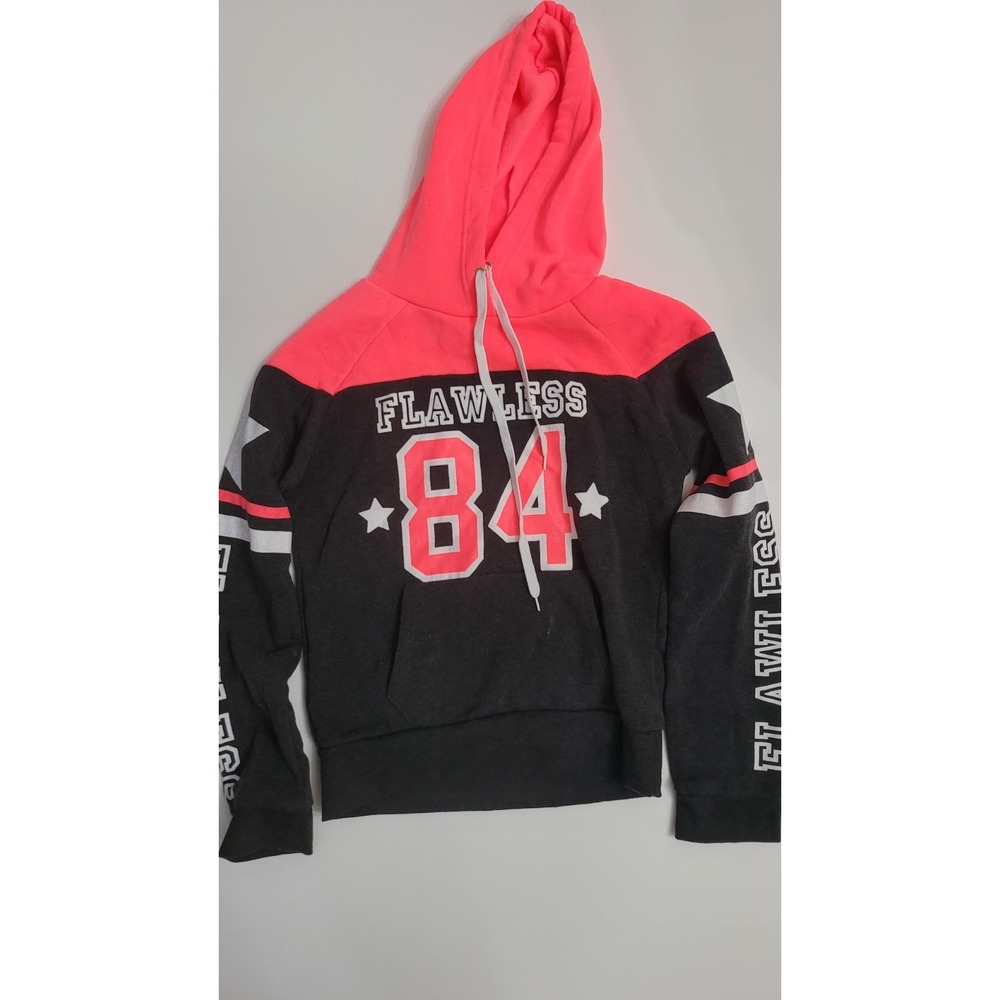 Bobbie Brooks teen's pink and gray graphic hoodie with‎ "FLAWLESS 84"